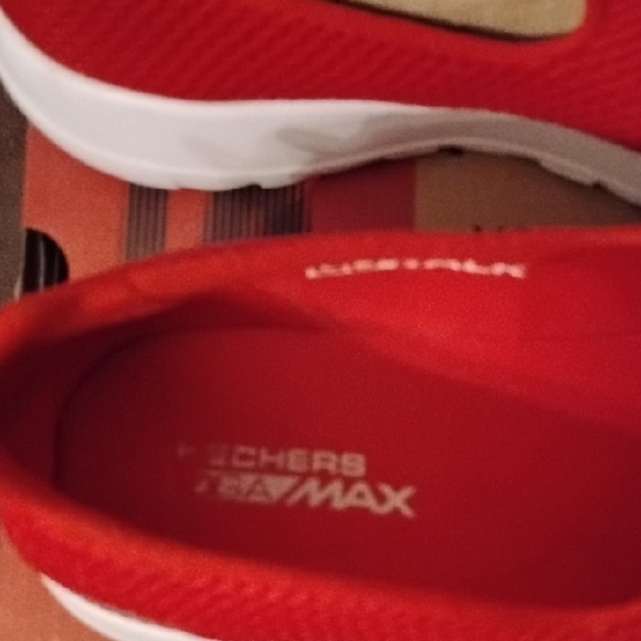 Skechers Women's Red Mesh Slip-On Sneakers - Picture 4 of 8